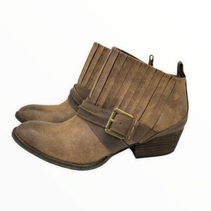 ALTAR'D STATE Vegan Leather Wrap Buckle Western Ankle Boot Bootie Brown Size 7.5